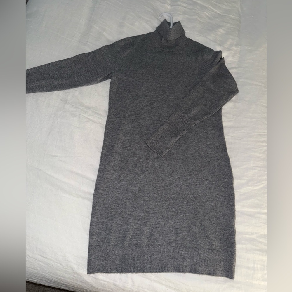 Express Supersoft Turtleneck Long Sleeve Mini Sweater Dress in Gray